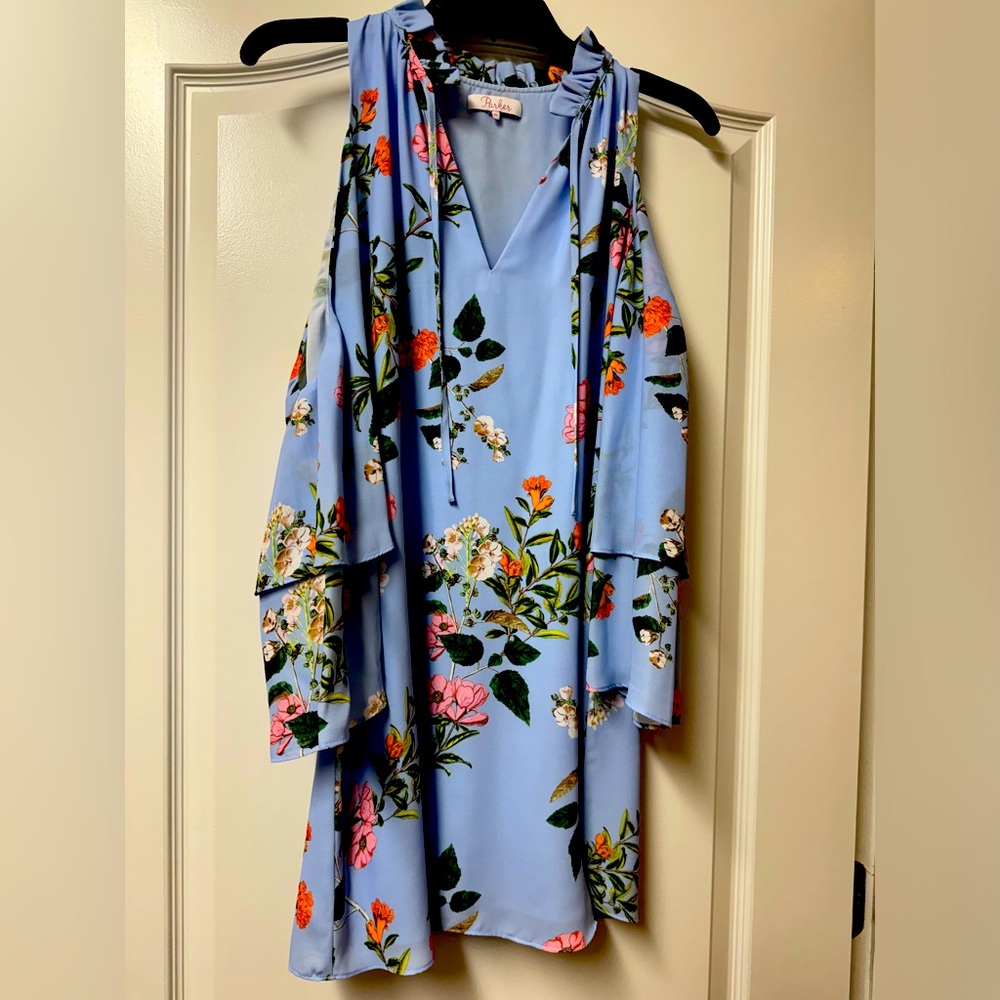 Parker flowered mini shift dress